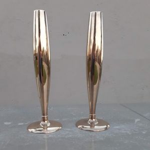 Pair of MCM Dirigold silverplated bud vases